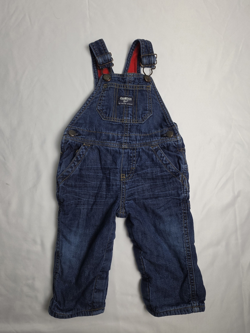 OshKosh B'gosh 12M Lined Denim Overalls Baby Insulated Winter Bib Snow Pants